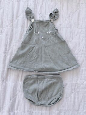 Elegant Baby Girls Knit Dress & Bloomer Set – Size 6 Months